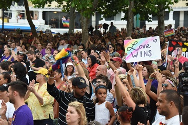 Love Wins sign at Lake Eola vigil