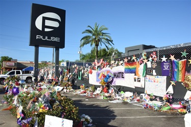 Pulse site with flowers and signs